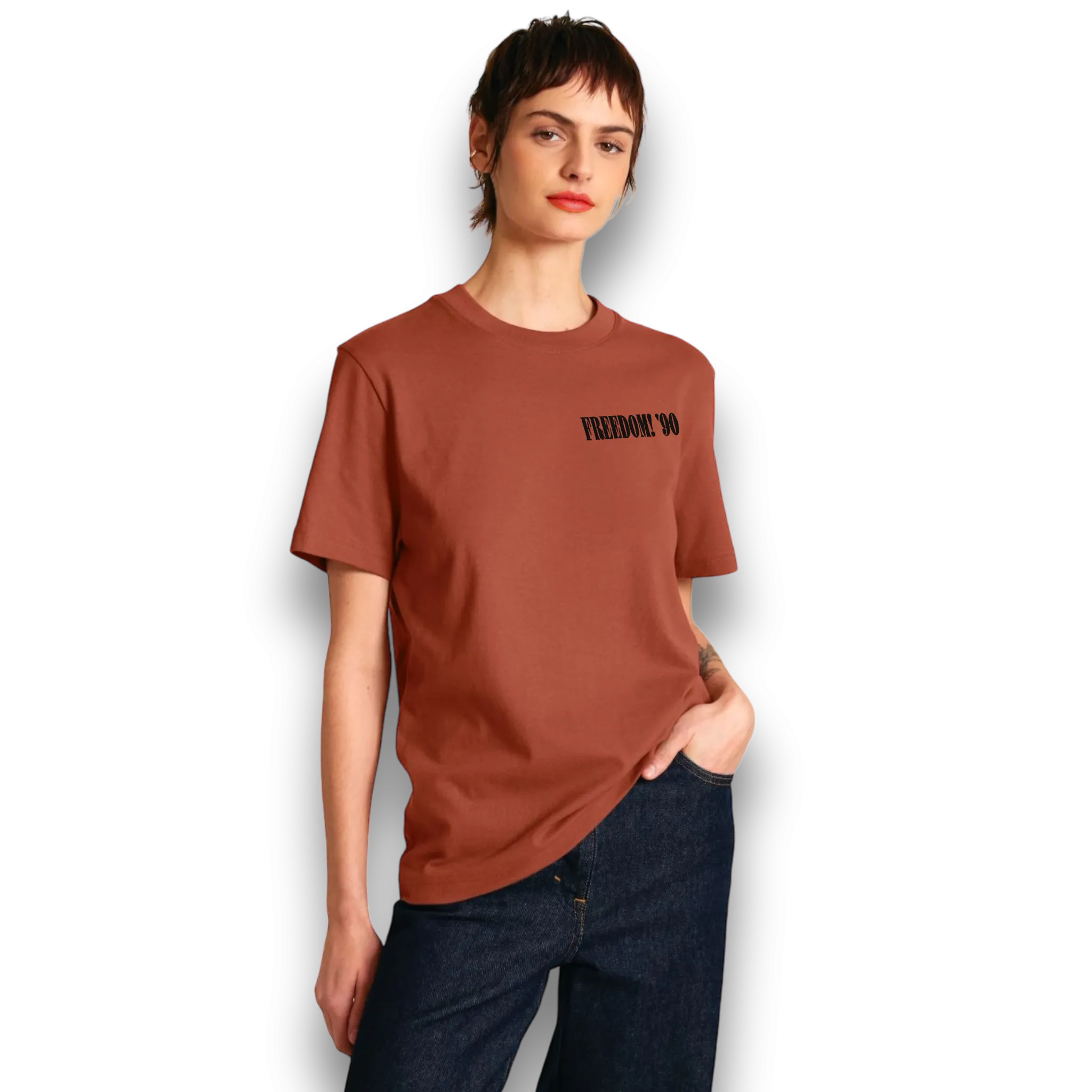 'FREEDOM! '90' left chest embroidered premium organic unisex heavy 'sparker 2.0' t-shirt - inspired by George Michael